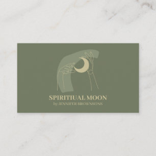 Carte De Visite Sage Or Mains Lune Energie Guérir Reiki