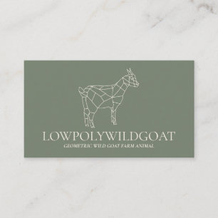 Carte De Visite Sage Verte Animal Fermier de Chèvre Lowpoly