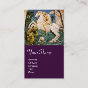 Carte De Visite Saint George, Dragon et Princesse Monogram violet
