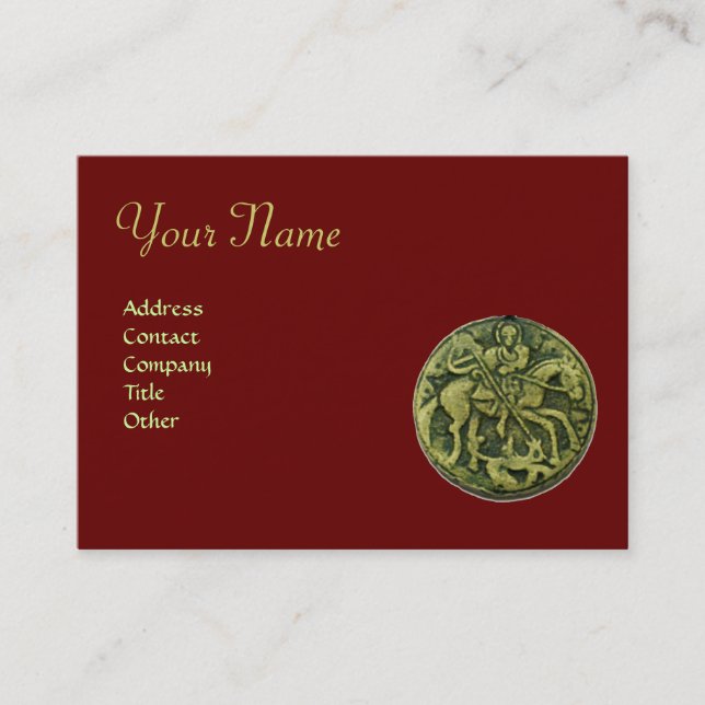 Carte De Visite SAINT GEORGE ET DRAGON MEDALLION Monogramme, (Devant)