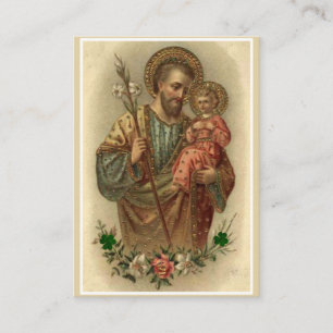 Carte De Visite Saint Joseph Jésus Shamrocks de prière catholique