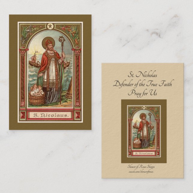 Carte De Visite Saint-Nicolas d'évêque Holy Cards de Myra (Devant / Derrière)
