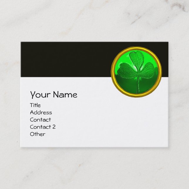 Carte De Visite SAINT PATRICK'S CELTIC COEUR, SHAMROCK, noir blanc (Devant)