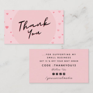 Carte De Visite Saint Valentin Merci rose romantique coeur amour