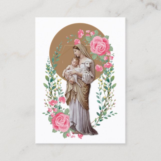 Carte De Visite Sainte Vierge Marie Rose de Jésus agneau (Devant)