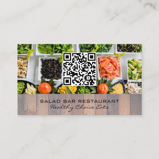 Carte De Visite Salade Bar | Culinaire | Code QR (Devant)