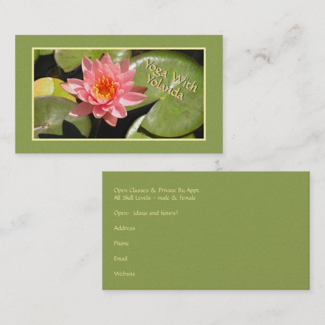 Carte De Visite "SALMON-PINK WATER LILy" (Devant / Derrière)