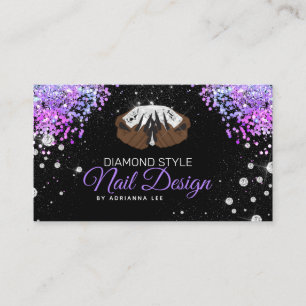 Carte De Visite Salon à ongles Diamond Purple Parties scintillant