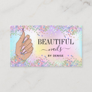 Carte De Visite salon à ongles femme main holographe nails technic