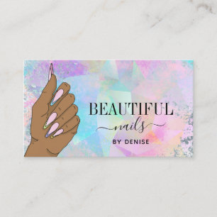 Carte De Visite salon à ongles femme main holographe nails technic