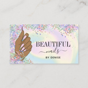 Carte De Visite salon à ongles femme main holographe nails technic