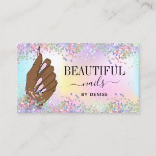Carte De Visite salon à ongles femme main holographe nails technic