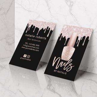 Carte De Visite Salon à ongles moderne Rose Gold Drives Nail Manic