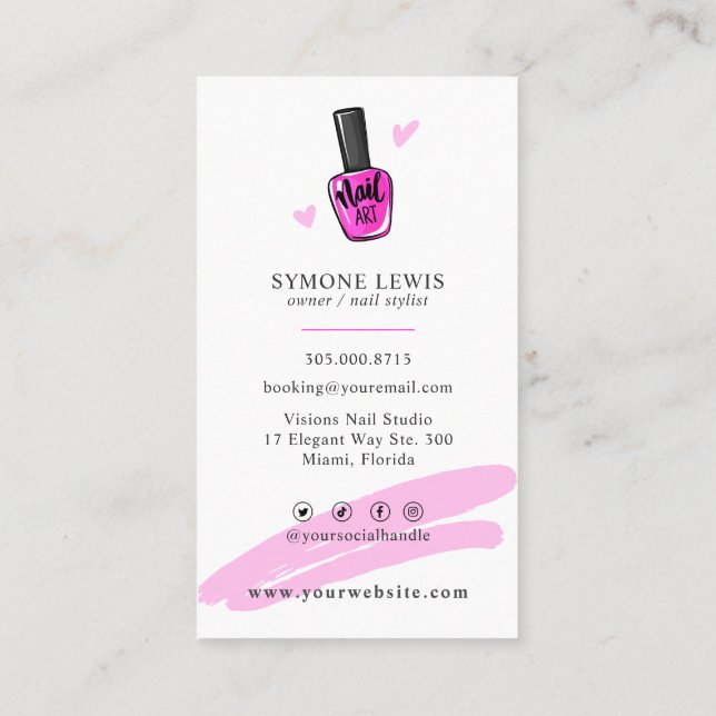 Carte De Visite Salon à ongles | Nail Tech | Artiste à ongles | Ro (Dos)