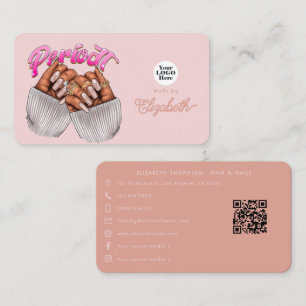 Carte De Visite Salon à ongles rose Gold et Rose