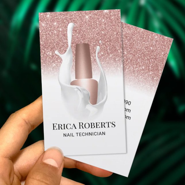 Carte De Visite Salon à ongles Rose Gold White Splash maquillage A (Créateur téléchargé)