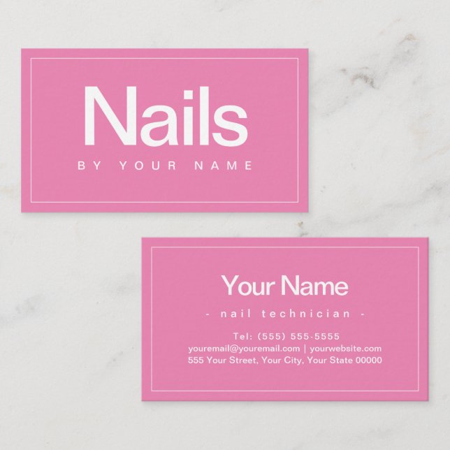 Carte De Visite Salon à ongles Technicien à ongles Plain minima af (Devant / Derrière)