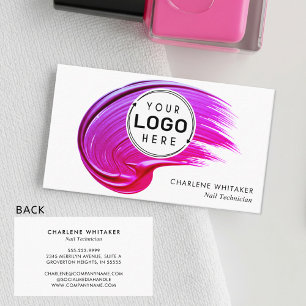 Carte De Visite Salon à ongles Votre logo Pink Polonais