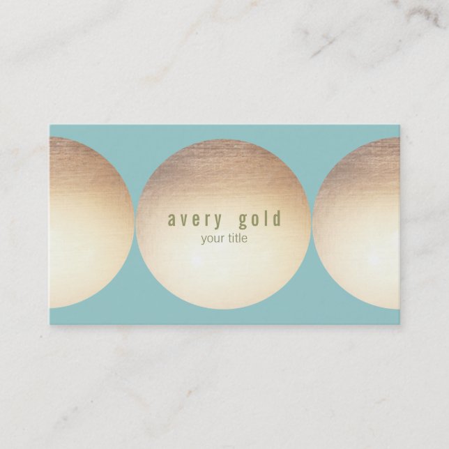 Carte De Visite Salon bleu turquoise moderne Gold Circles (Devant)