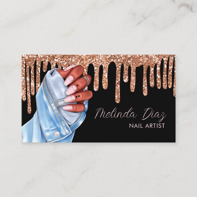 Carte De Visite Salon d'Artiste-Clou Rose Faux Parties scintillant (Devant)