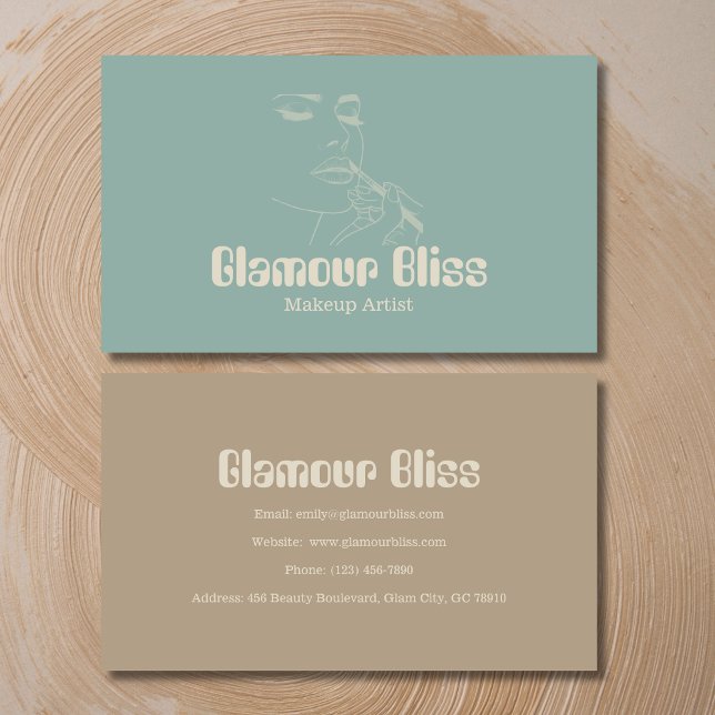 Carte De Visite Salon d'artiste maquillage bleu Aqua (Créateur téléchargé)