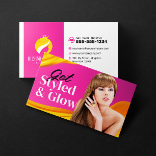 Carte De Visite Salon d'artiste maquillage de style cheveux roses