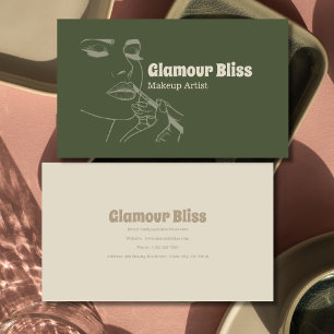 Carte De Visite Salon d'artistes de maquillage vert vibre