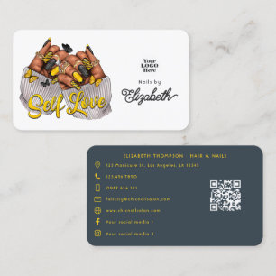 Carte De Visite Salon d'auto-amour jaune et charbon