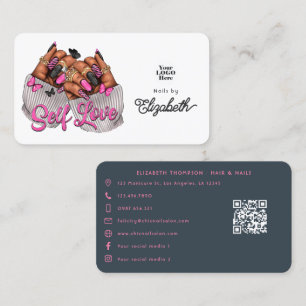 Carte De Visite Salon d'auto-amour rose et charbon
