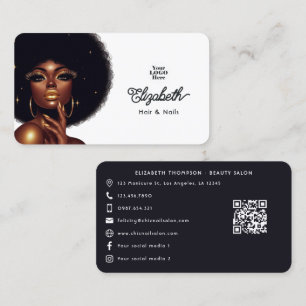 Carte De Visite Salon de Beauté Afro Glam Luxueux Branding d'Entre