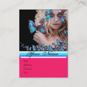 Carte De Visite SALON DE BEAUTÉ BLEUE, MAKEUP ARTIST monogramme