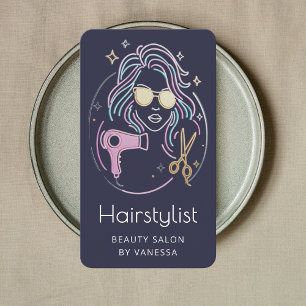 Carte De Visite Salon de Beauté Coiffeur de Luxe Moderne Navy
