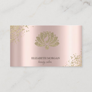 Carte De Visite Salon de Beauté Elegant Or Diamants Lotus Rose Gol