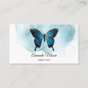 Carte De Visite salon de beauté élégant papillon bleu