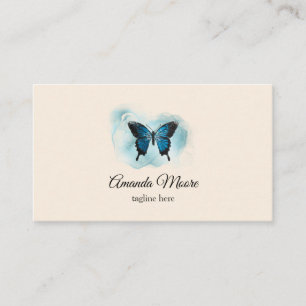 Carte De Visite salon de beauté élégant papillon bleu salon de bea