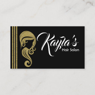 Carte De Visite Salon de beauté et de coiffure Chic Gold Glitter B