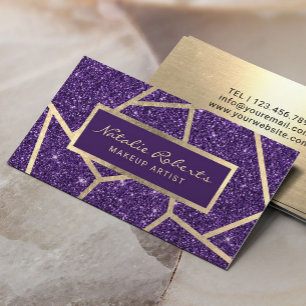 Carte De Visite Salon de beauté Gold Geometry Deep Purple Parties 