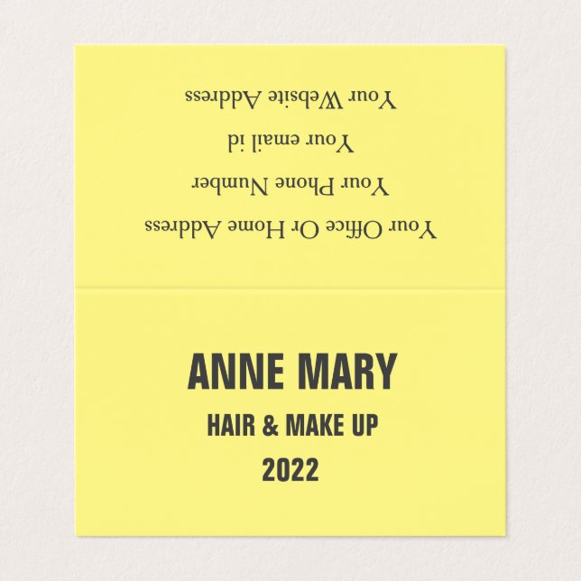 Carte De Visite Salon de beauté gris-jaune 2022 (Extérieur déplié)