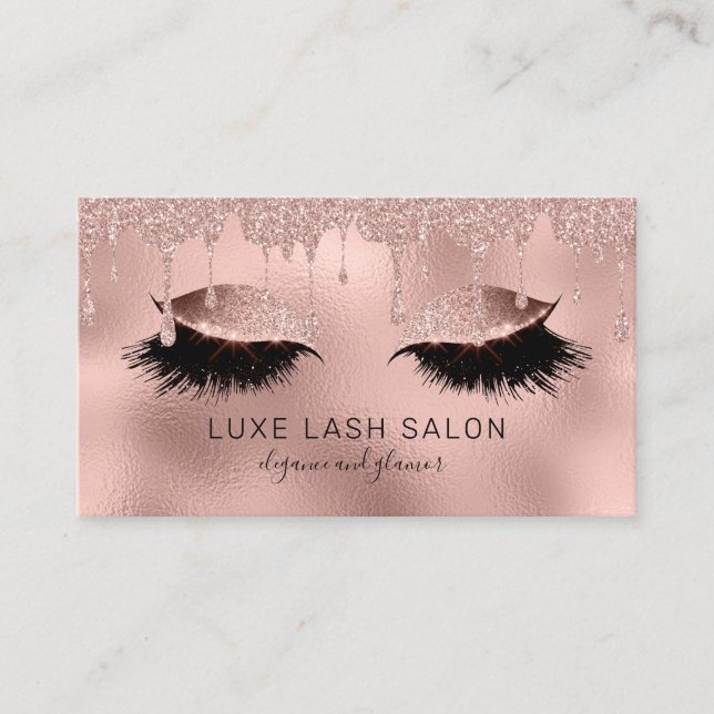 Carte De Visite Salon de beauté Lashes Pink Parties scintillant Ro (Devant)