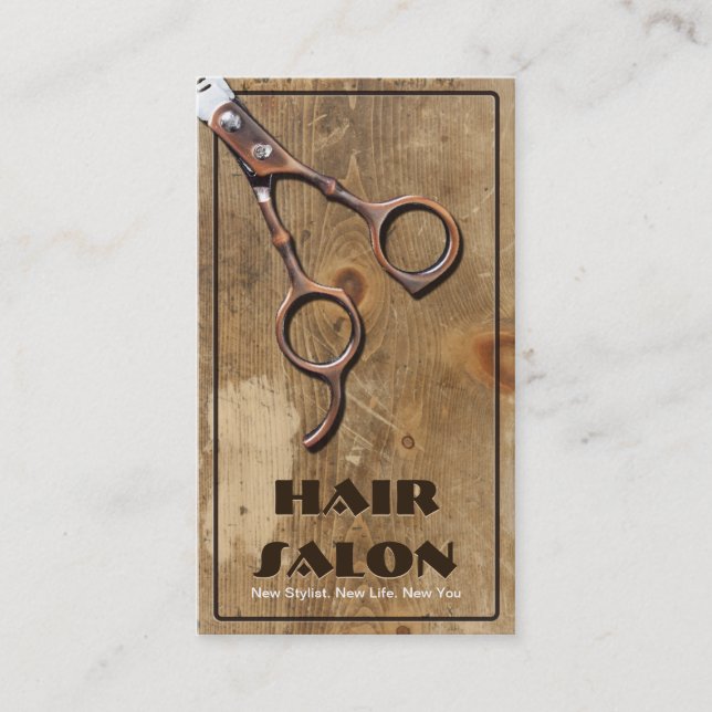 Carte De Visite Salon de beauté moderne en bois et de cheveux de (Devant)