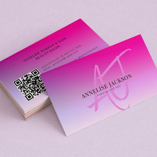 Carte De Visite Salon de beauté moderne et rose chaud QR CODE