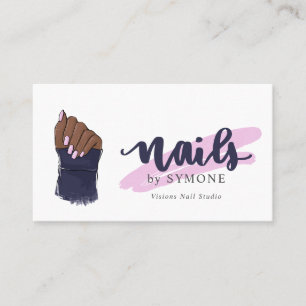 Carte De Visite Salon de beauté Nail Tech Illustré à la main jolie