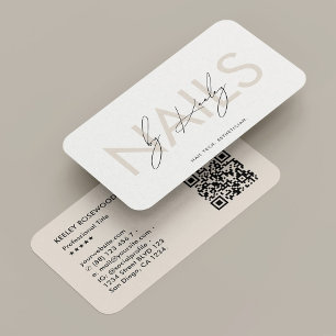 Carte De Visite Salon de beauté Nail Tech Sable Manucure Minimal