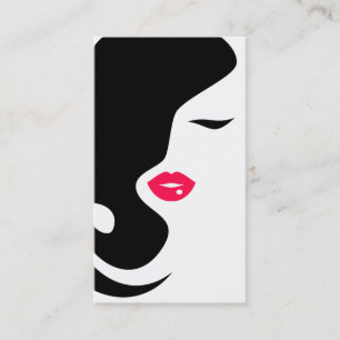 Carte De Visite Salon de beauté noir minimaliste femme Silhouette