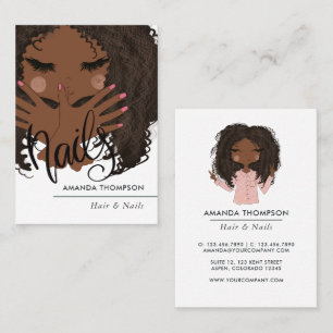 Carte De Visite Salon de beauté pour cheveux et ongles afro-améric