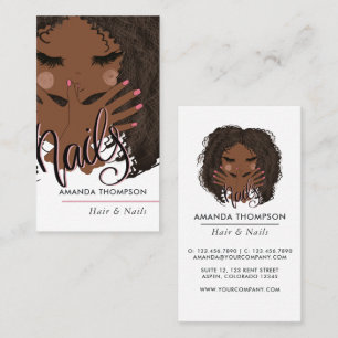 Carte De Visite Salon de beauté pour cheveux et ongles afro-améric
