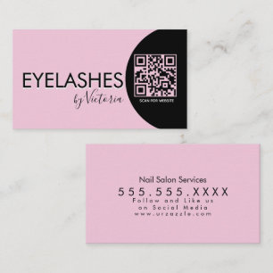 Carte De Visite Salon de beauté pour cils  Cils QR CODE Rose