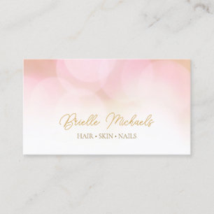Carte De Visite Salon de Beauté Romantique Rose Bokeh Écriture Dor