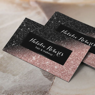 Carte De Visite Salon de beauté Rose Gold & Black Parties scintil
