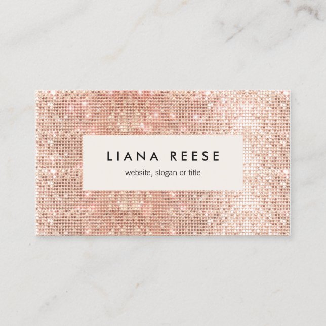Carte De Visite Salon de beauté rose Gold Sequin (Devant)